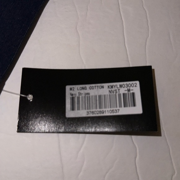 NIB Moskova Underwear Men’s White Blue Wavy Stripes Long Leg Boxer Briefs M - Picture 4 of 5